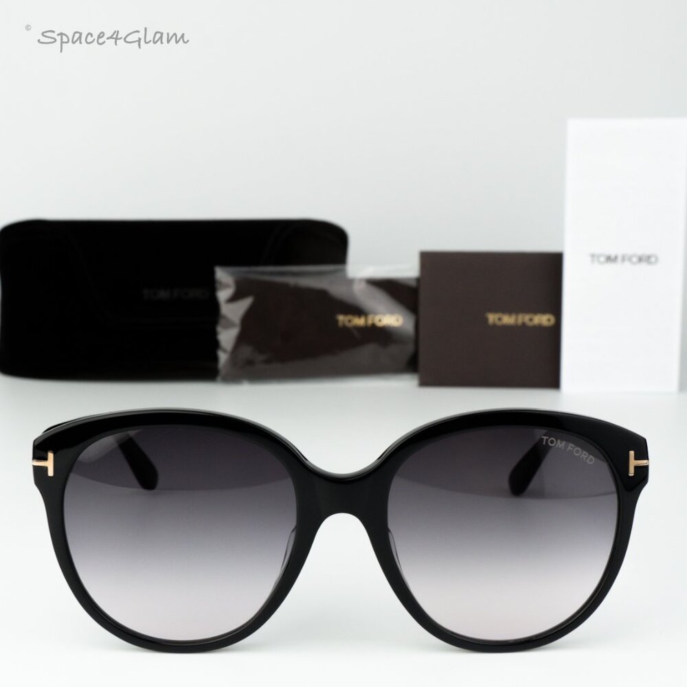 BRAND NEW Tom Ford Women Sunglasses Black Smoke Gradient Round FT0957-D/S 01B